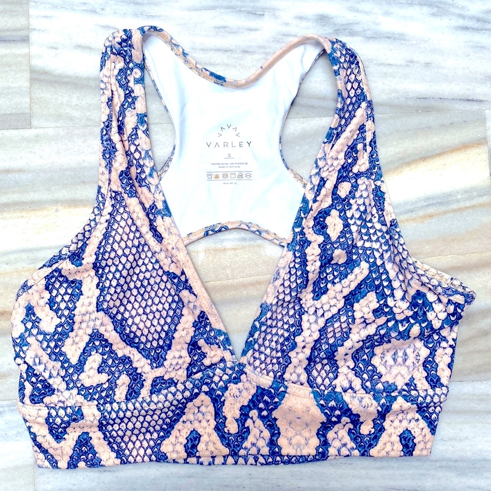 Varley sports bra very soft blue and light pink